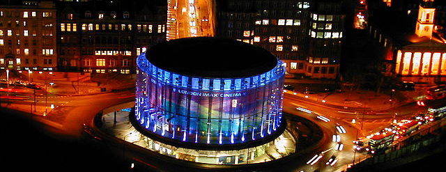 digital outdoor advertising on imax building in london