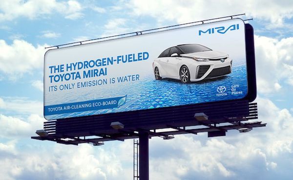 Billboard ad for Toyota's hydrogen-powered car