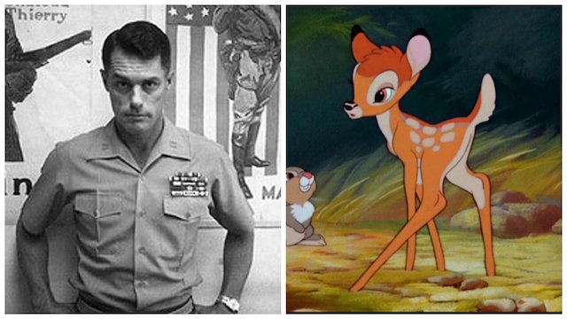 Photo of Donnie as a Marine and a photo of Bambi